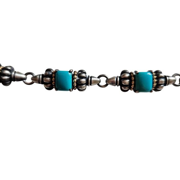 Clyde Dunner Sterling Silver Turquoise Bracelet 14K Gold Trim 7.5 Inch CID - Picture 3 of 7